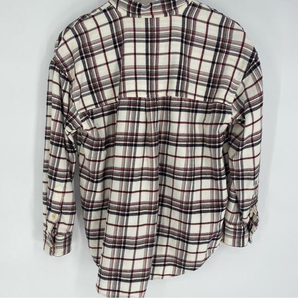 Madewell Women Shirt Flannel Relaxed Straight-Hem Button-Up Plaid Oversized XS - Picture 3 of 8
